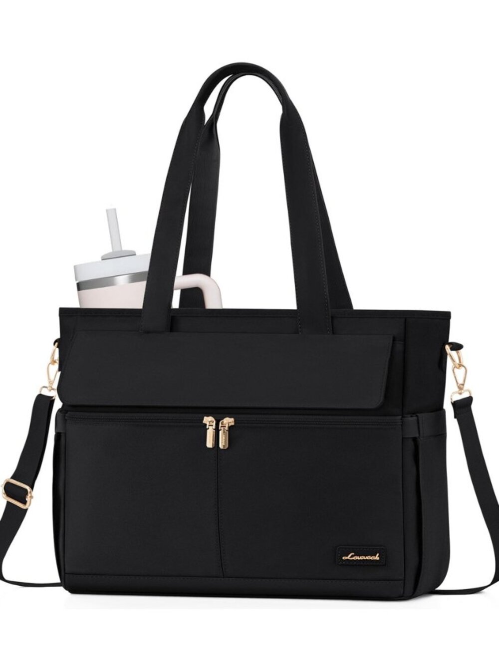Teacher Tote Bag for Women, 15.6 Inch Laptop Bag with Inside Large Cup Pocket